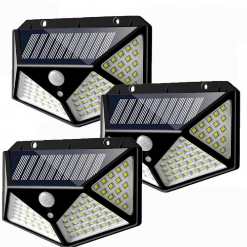 Set 10 x lampa cu incarcare solara 100 led, 10W, senzor de miscare si 3 moduri de iluminare, rezistenta la apa