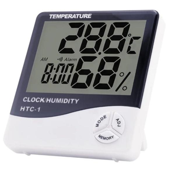 Termohigrometru digital  de birou 3 in 1 cu ceas, alarma, calendar - senzor de umiditate,LCD