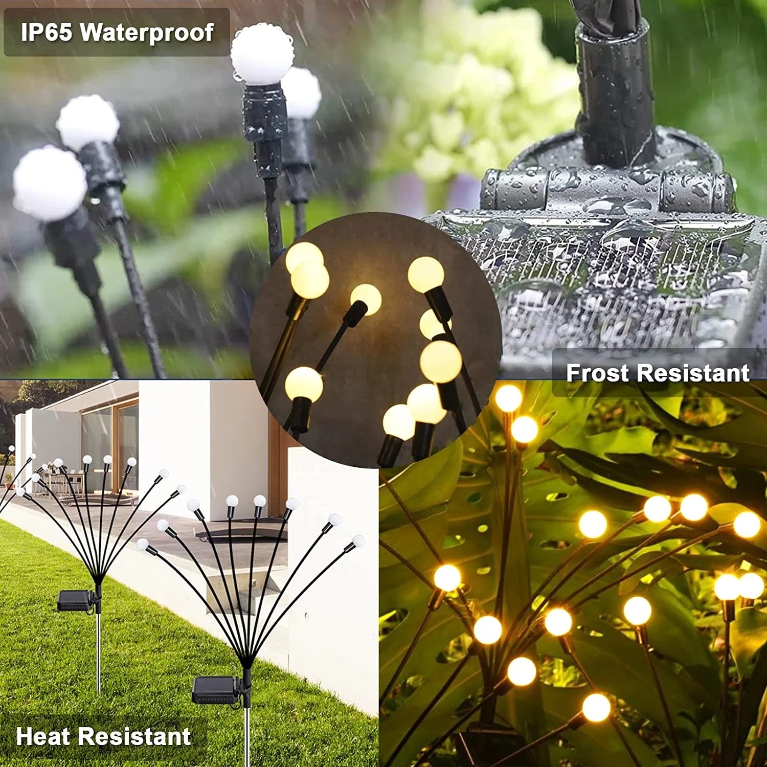Oferta 1+1 lampa solara pentru gradina cu bulbi - alb cald