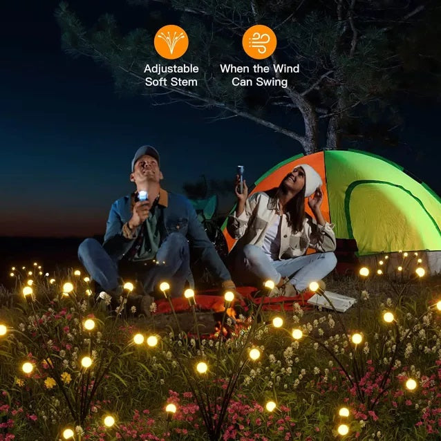 Oferta 1+1 lampa solara pentru gradina cu bulbi - alb cald