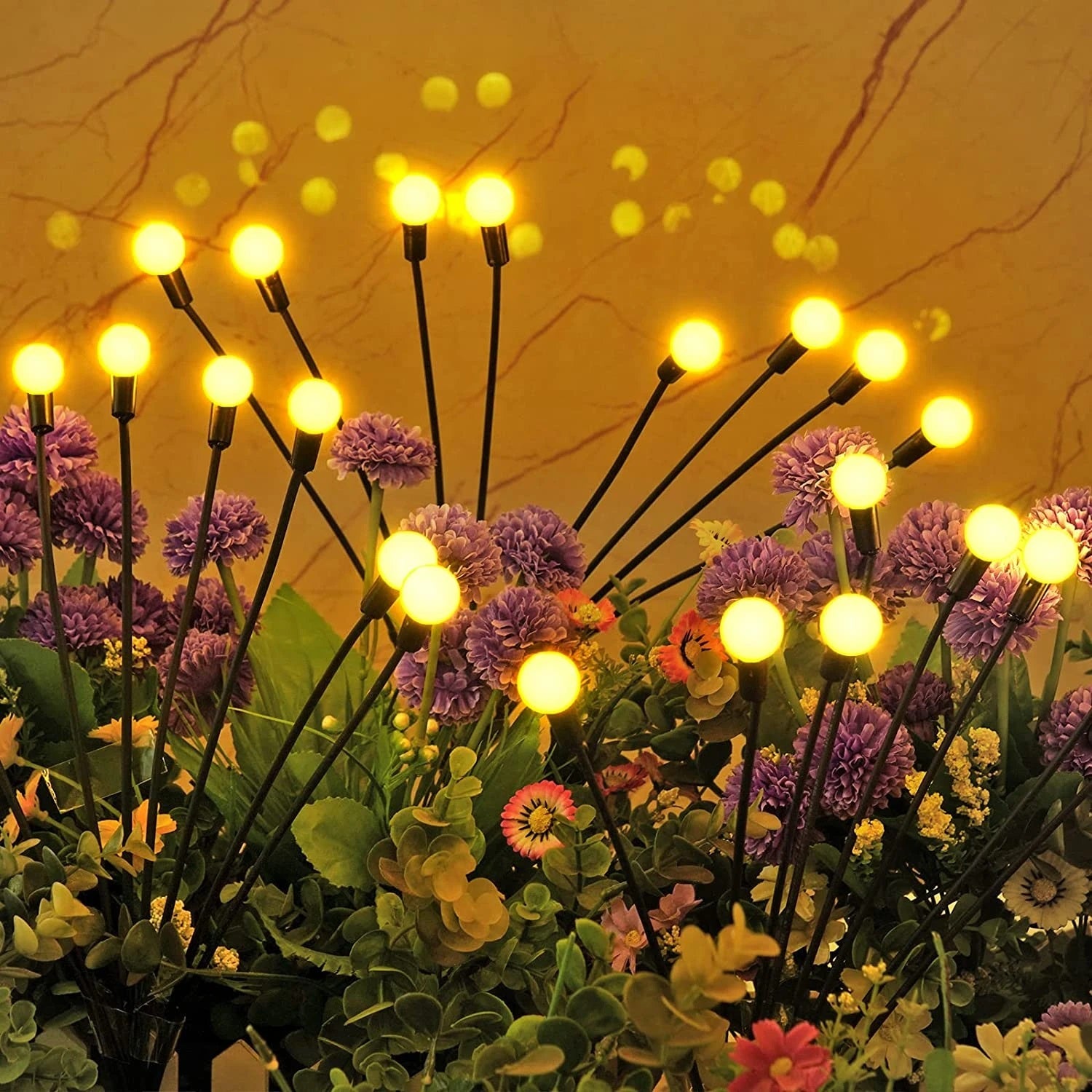 Oferta 1+1 lampa solara pentru gradina cu bulbi - alb cald