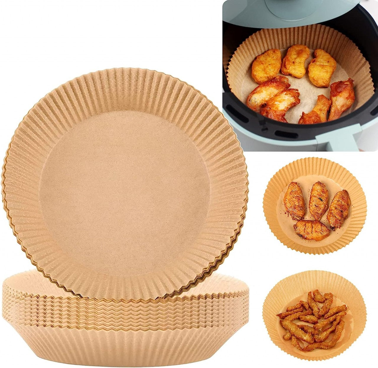 Set 100 hartii de copt pentru friteuza 16 cm