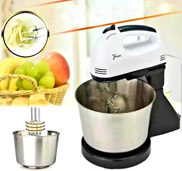 Mixer cu Bol din Inox, 350 W, 7 viteze, 2 Teluri, 2 Spirale