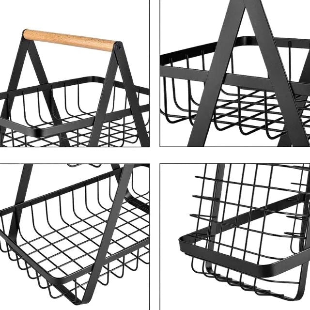 Fructiera Etajata pentru Bucatarie cu Doua Compartimente 30 x 20 x 10 cm