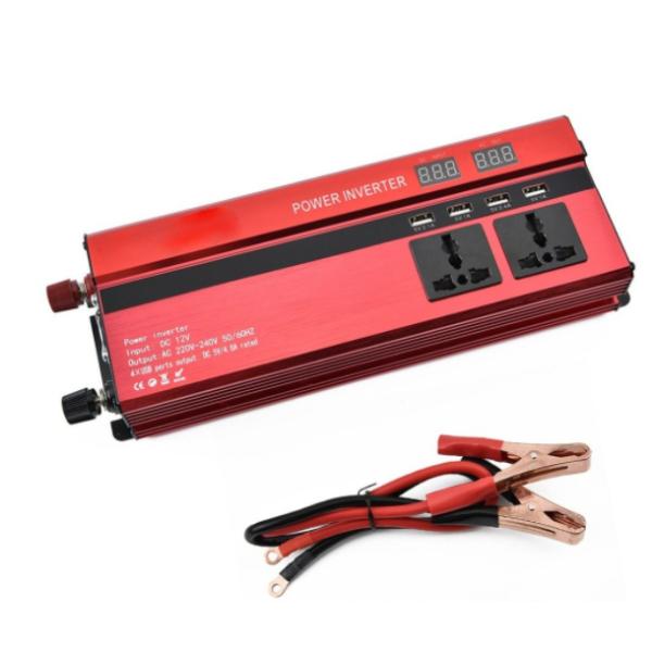 Invertor Auto Solar , Display Dublu cu 4 Mufe USB, 2 Iesiri ,1600 W