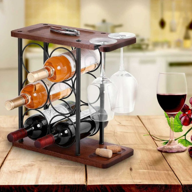 Suport Organizator pentru Sticle de Vin, Design Elegant