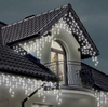 Instalatie pentru Craciun - franjuri, cu LED-uri tip turturi, 12 metri - alb rece