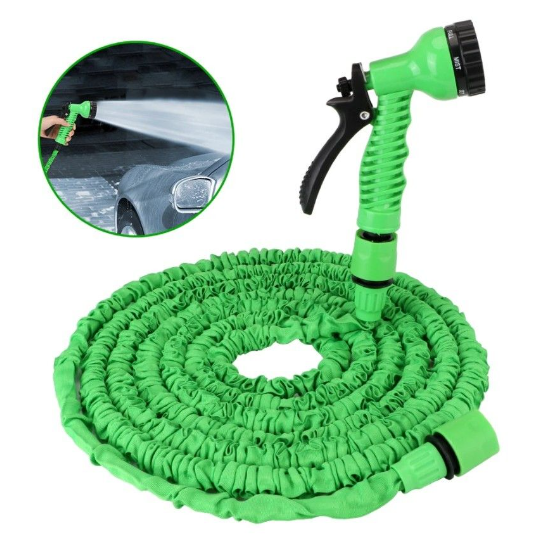 Furtun extensibil de gradina de 30 metri,  + Accesoriu pentru stropit cu 3 moduri de stropirer + Perdea magnetica usa antiinsecte