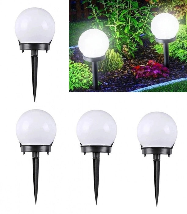 Set 4 x Lampa cu Incarcare Solara Tip Glob pentru Gradina 33 cm, Rezistenta la Apa