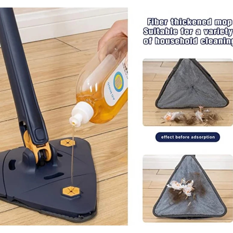 Mop inovativ CleanMaster, de mana, reglabil, rotire 360, triunghi, albastru