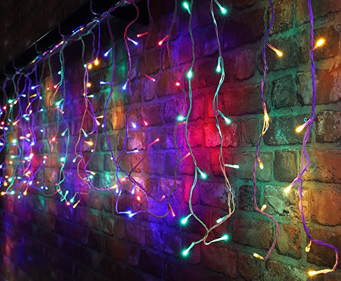 Instalatie pentru Craciun - franjuri, cu LED-uri tip turturi, 12 metri - multicolor