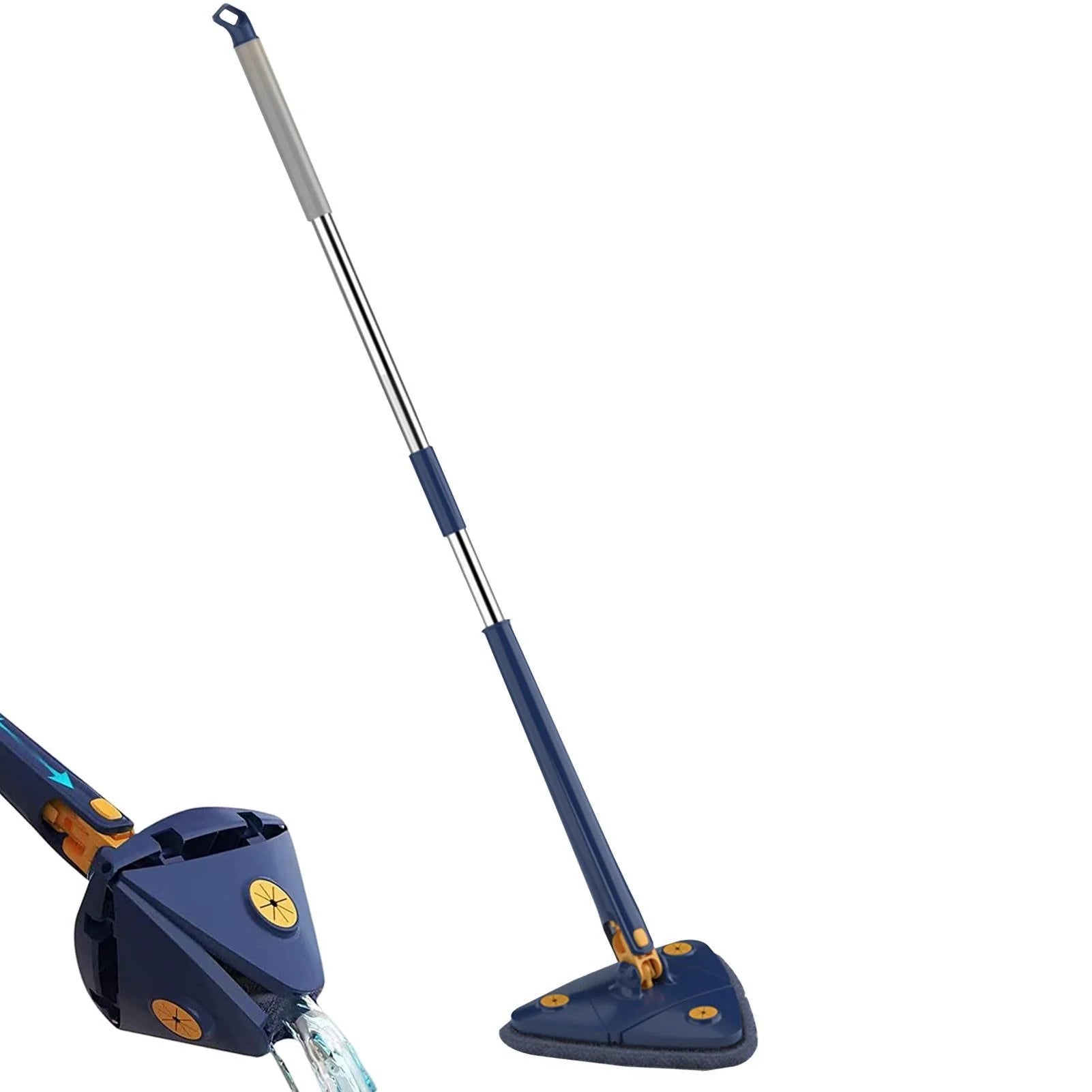 Mop inovativ CleanMaster, de mana, reglabil, rotire 360, triunghi, albastru