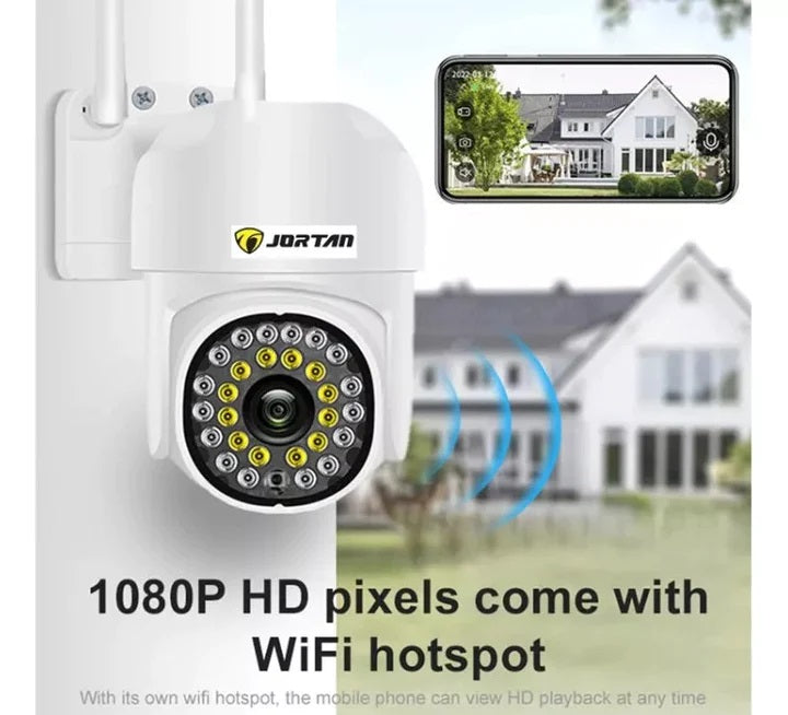 Camera de Supraveghere Video Jortan JT-8161, 32 Leduri, Rotative, Senzor de Miscare si Infrarosu Rezistanta la apa + Card 32GB