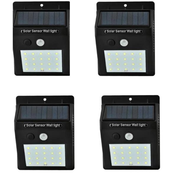 Lichidare de Stoc! Set 4x Lampa solara de perete cu senzor miscare 20 LED