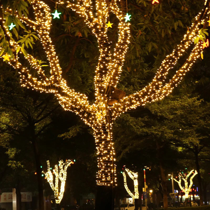 Instalatie de Craciun, tip liniara, alimentare 220V, pentru exterior, 1000 led-uri, 100m