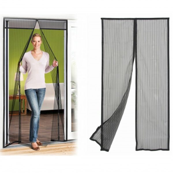 Furtun extensibil de gradina de 45 metri + Accesoriu pentru stropit cu 3 moduri de stropire,  + Perdea magnetica usa antiinsecte