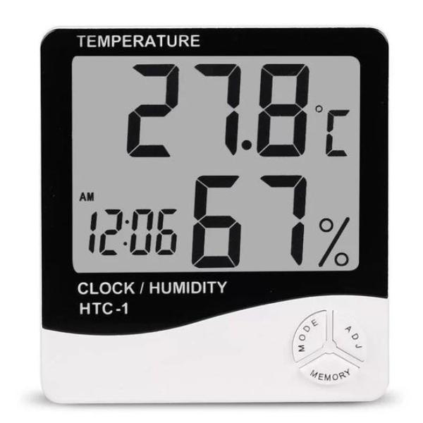 Termohigrometru digital  de birou 3 in 1 cu ceas, alarma, calendar - senzor de umiditate,LCD