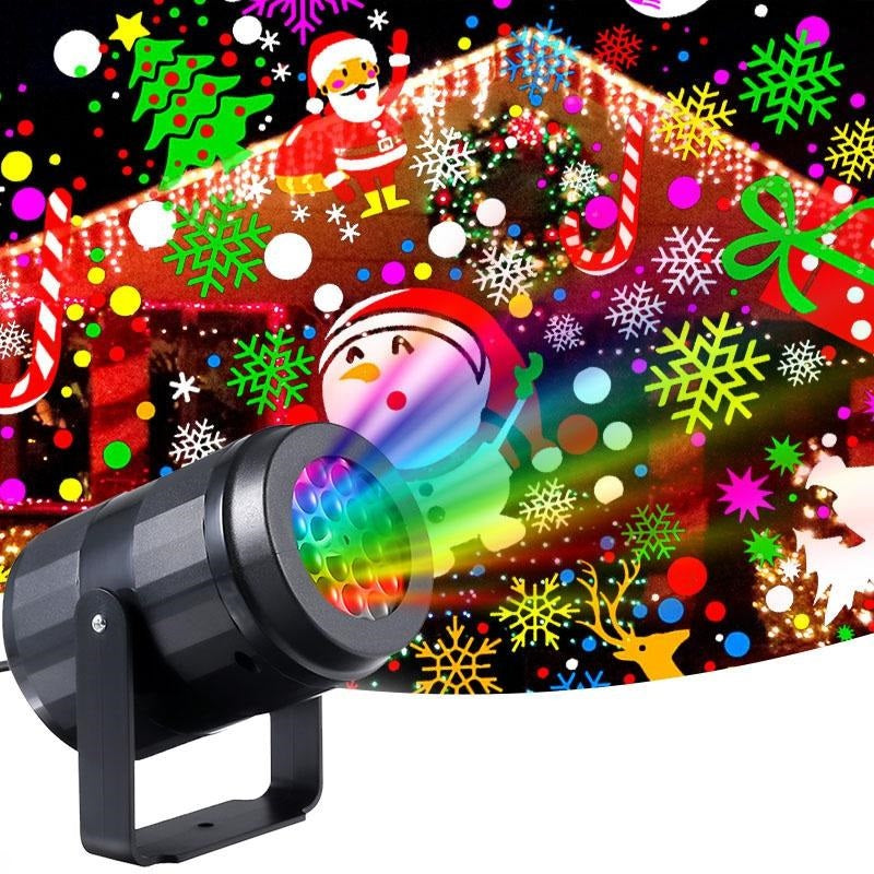 Proiector 16 figurine rotative cu tematica de Craciun, RGB 4W, pentru interior