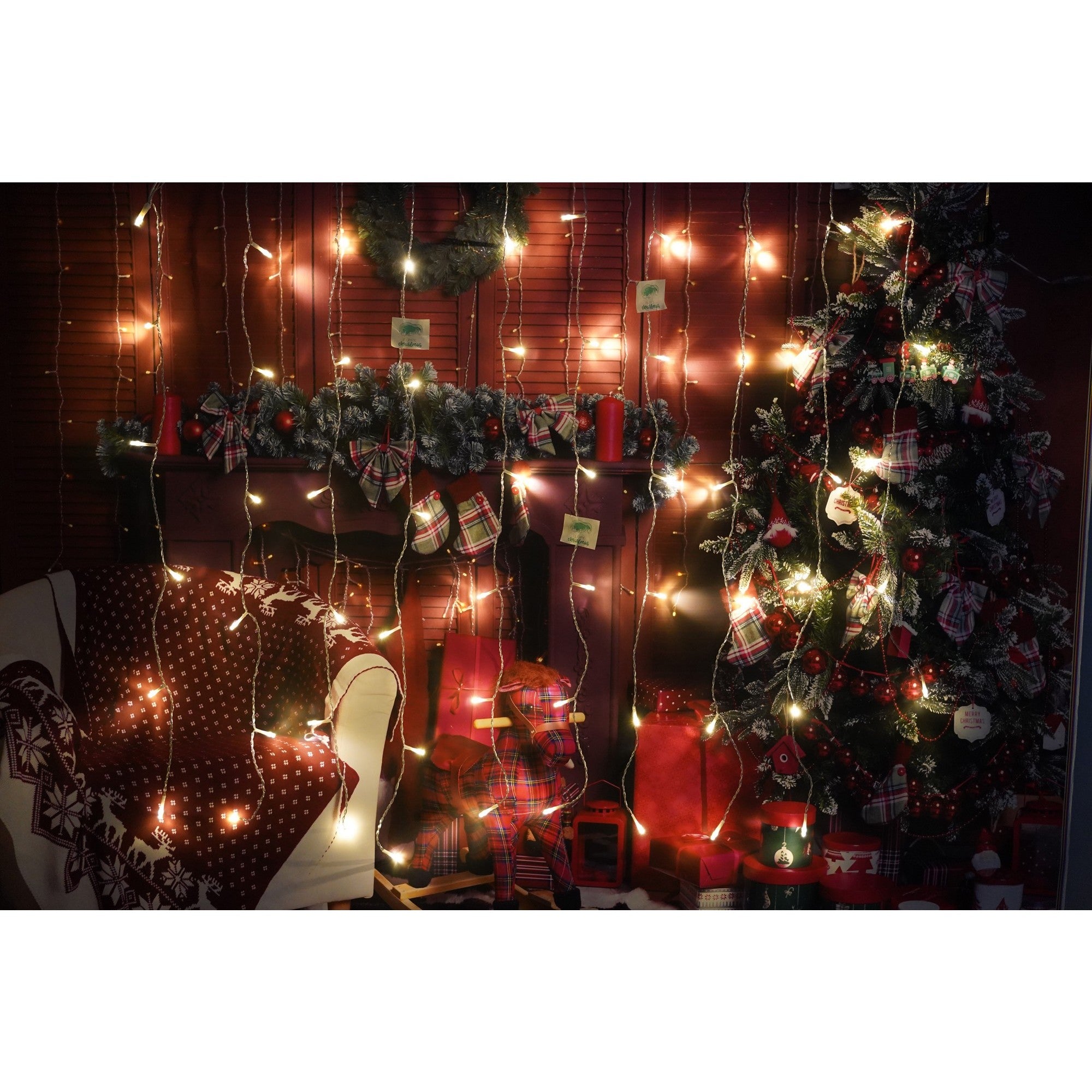 Set 3 x Instalatie tip perdea 3 x 3m  pentru interior - alb cald