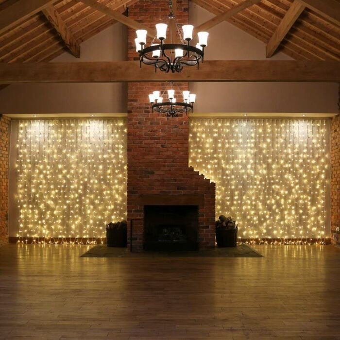 Oferta 1+1 Instalatie tip perdea 3 x 3m pentru interior - alb cald