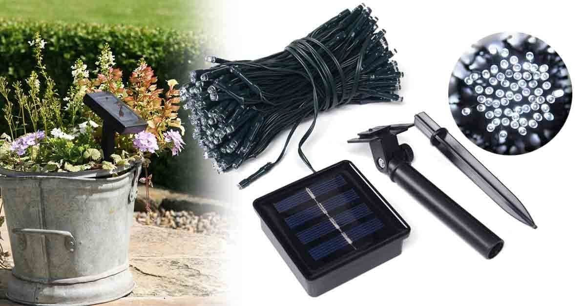 Oferta 1+1 Instalatie cu incarcare solara  100 led, 10 metri,