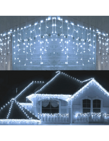 Instalatie pentru Craciun - franjuri, cu LED-uri tip turturi, 12 metri - albastru