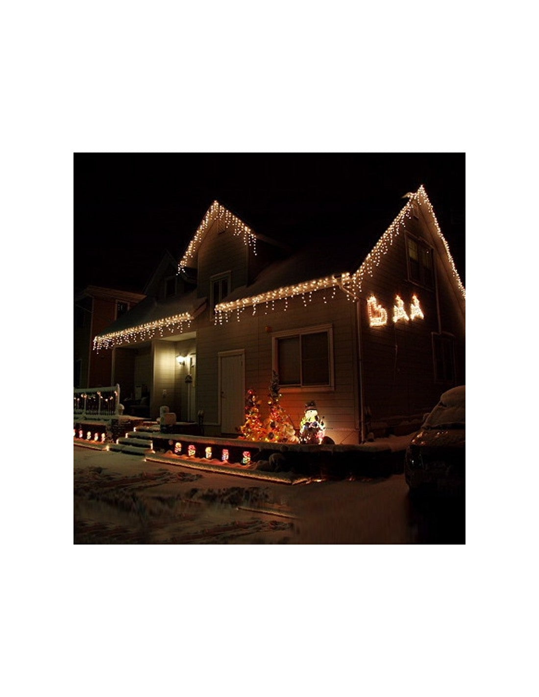 Oferta 1+1 Instalatie pentru Craciun - franjuri, cu LED-uri tip turturi, 12 metri - alb cald