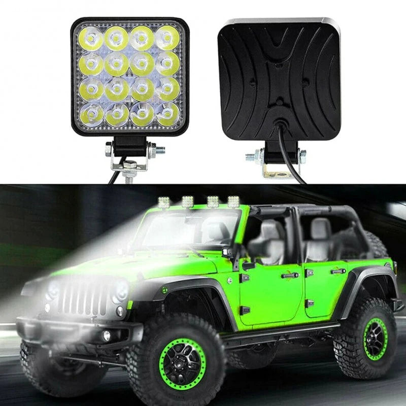 Set 4 proiectoare 16 LED 48W auto OFF-ROAD, IP 67