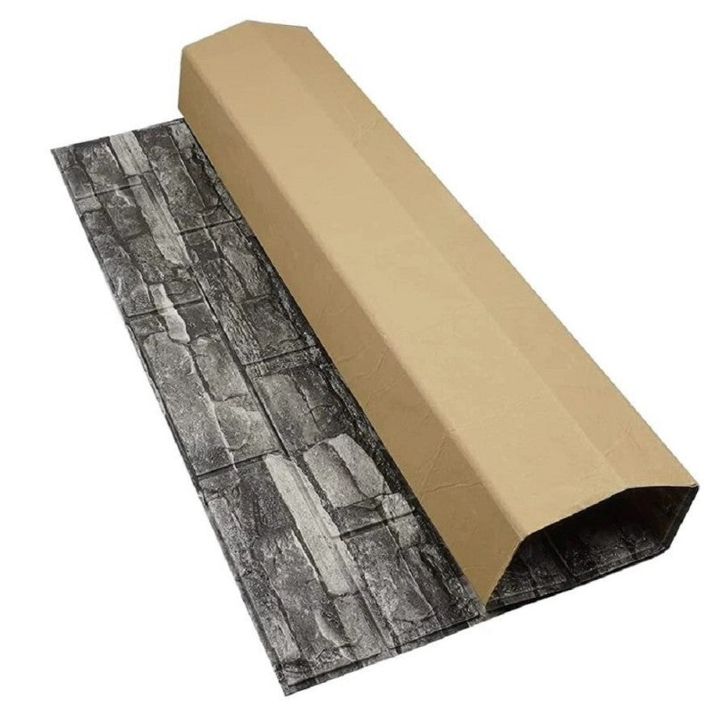 Set 10 x Tapet adeziv pentru interior caramizi negru cu gri, 77 x 70 cm, spuma moale