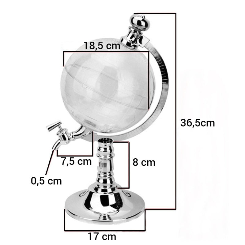 Dozator Pentru Bauturi Forma de Glob Pamantesc , Capacitate 3 L