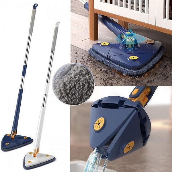 Mop inovativ CleanMaster, de mana, reglabil, rotire 360, triunghi, albastru