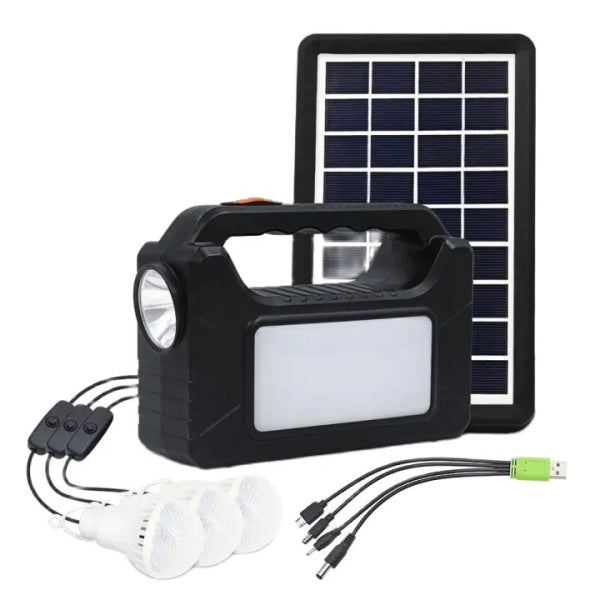 Kit Panou Solar cu 3 Becuri, Lanterna, GD-8080