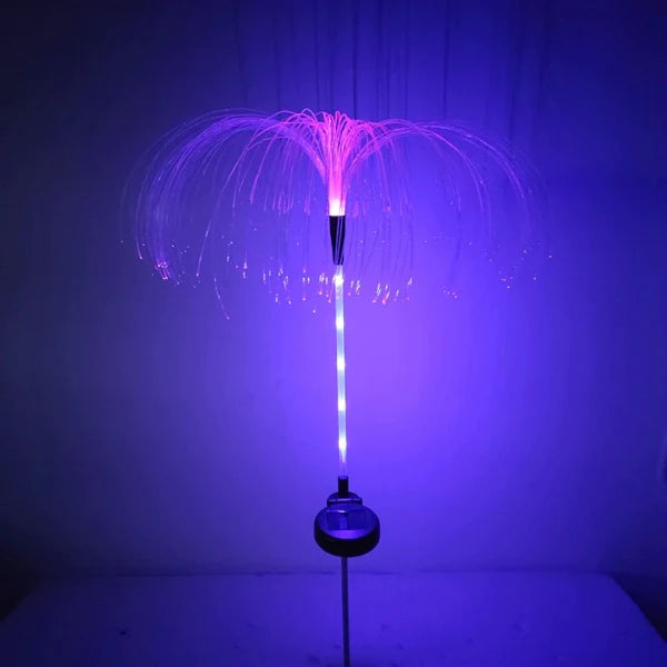 Oferta 1+1 Lampa solara tip meduza, fibra optica LED RGB, 60 cm,din plastic si otel inoxidabil, rezistenta la apa