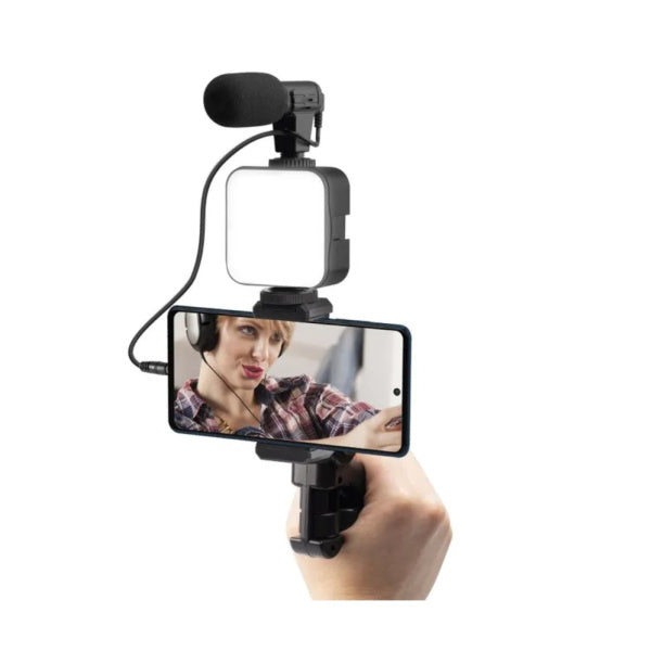 Kit De Vlogging Sau Podcast Lumina LED Si Microfon Compatibil Cu Aparatul Foto/Smartphone-uri