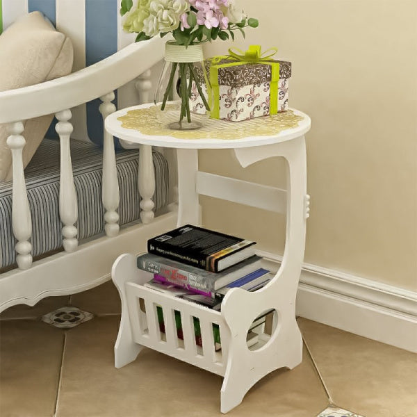 Set 2 x Masuta de cafea, noptiera alba, 24 x 45 cm