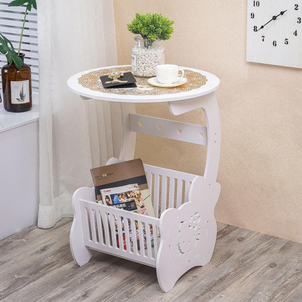 Set 2 x Masuta de cafea, noptiera alba, 24 x 45 cm