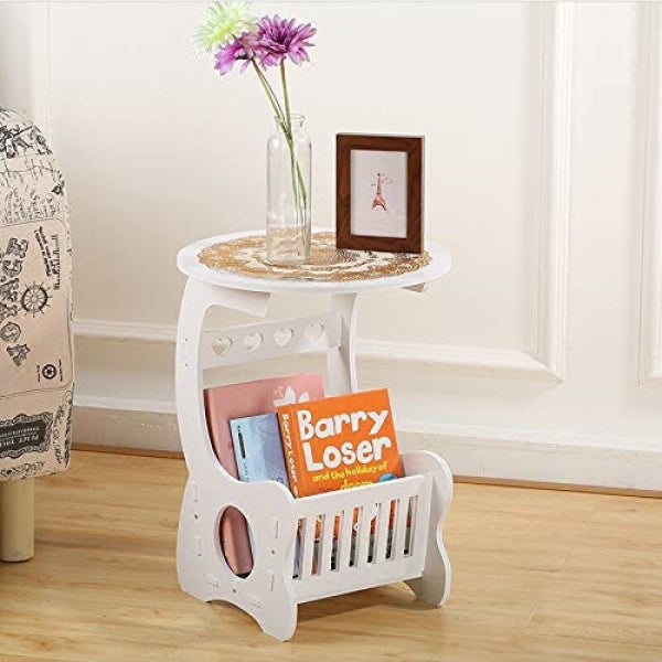 Set 2 x Masuta de cafea, noptiera alba, 24 x 45 cm