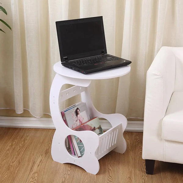 Set 2 x Masuta de cafea, noptiera alba, 24 x 45 cm