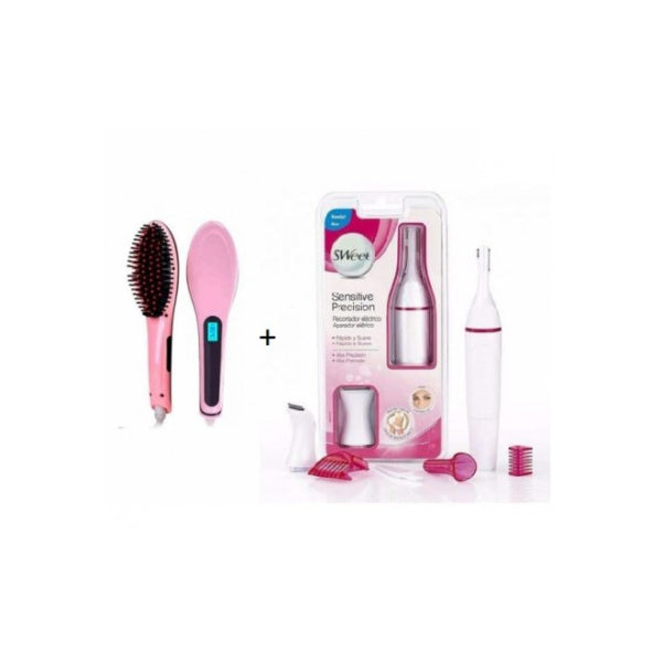 Perie indreptat parul Straight Brush + Trimmer electric Sweet Precision