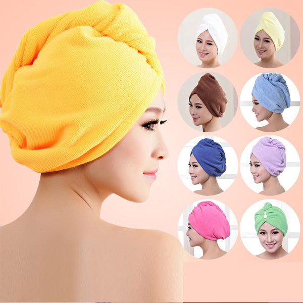 Prosop tip turban pentru uscarea parului, material dublu cu nasture pentru fixare