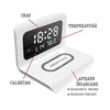 Ceas Digital 2 in 1 cu Statie de Incarcare Wireless, cu Data, Alarma si Temperatura, 17 X 12 X 12,5 cm, Alb