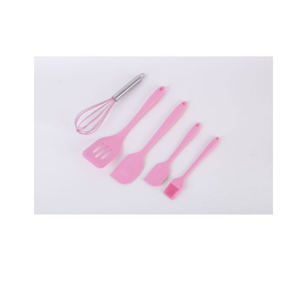 Set 5 ustensile de bucatarie din silicon roz