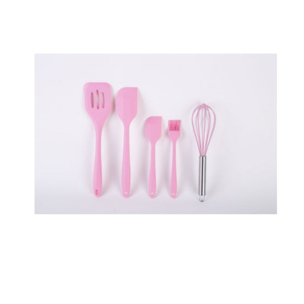 Set 5 ustensile de bucatarie din silicon roz