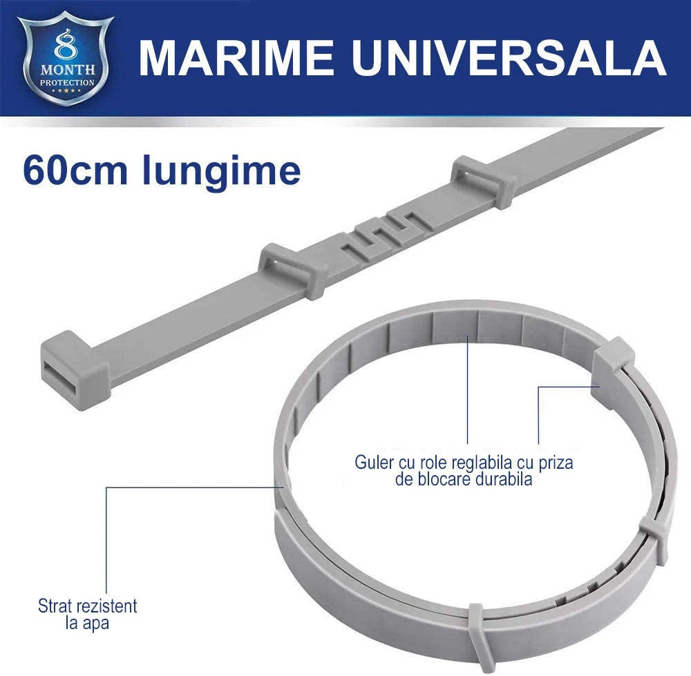 Zgarda antiparazitara, pentru purici si capuse, protectie pana la 8 luni pentru animale